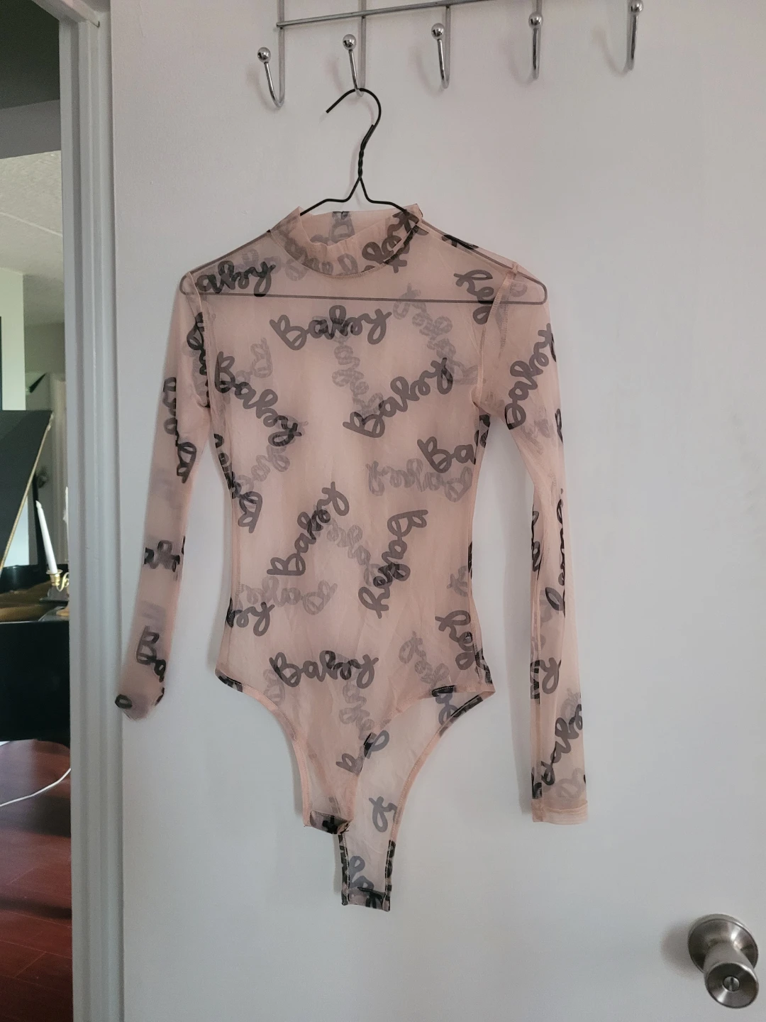 Sheer "Baby" Print Bodysuit - photo 2