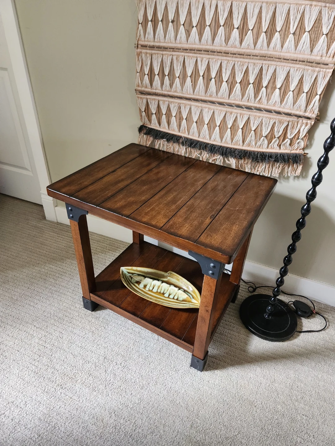 Wooden End Table with Two Tiers - photo 2