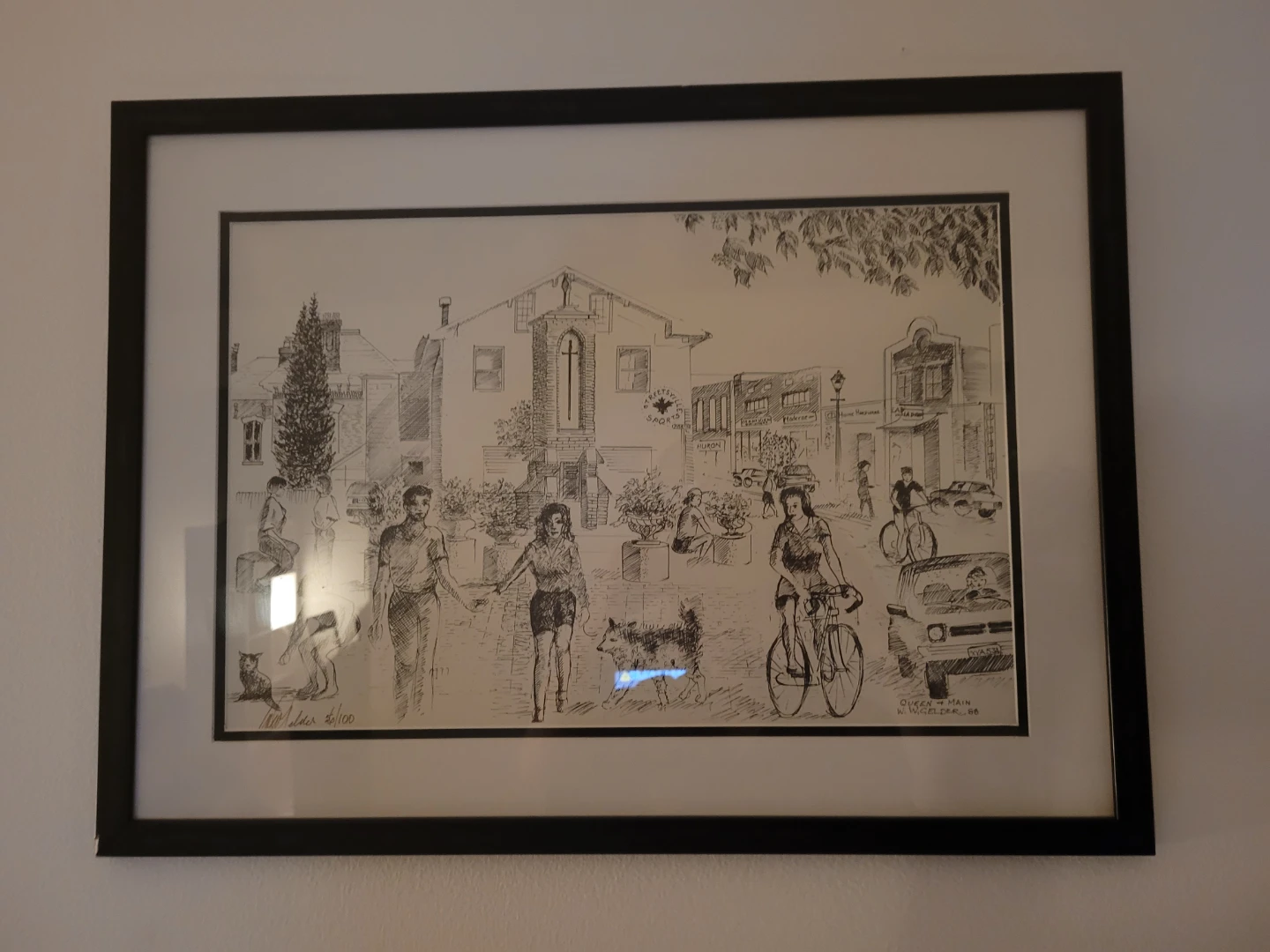 Framed Sketch Print - "Queen & Main" by W. Keeler '88