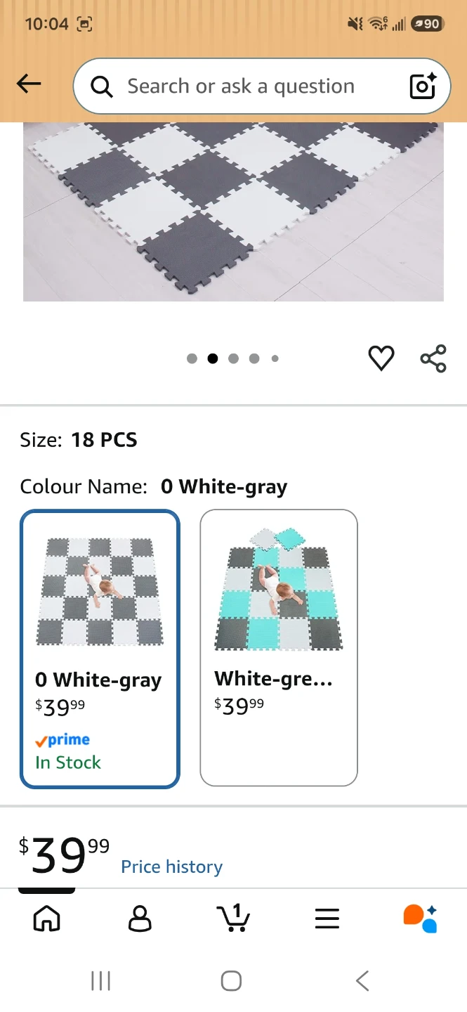 Interlocking Foam Floor Mats - White & Grey