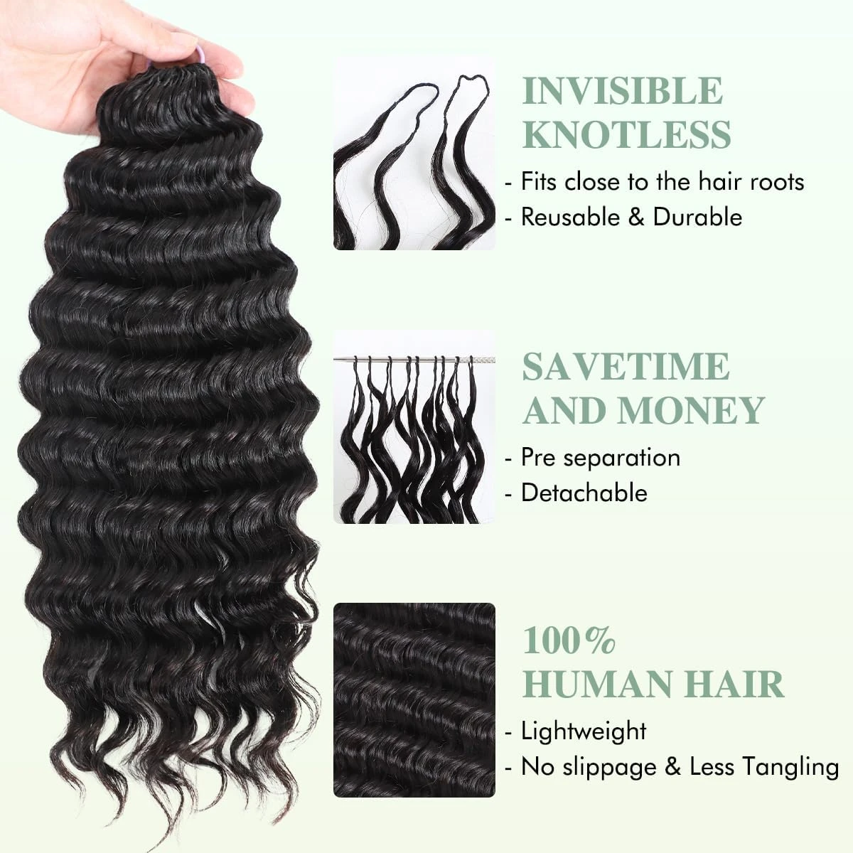 18 Inch Deep Wave Feather Crochet Hair Extensions 90g - photo 5