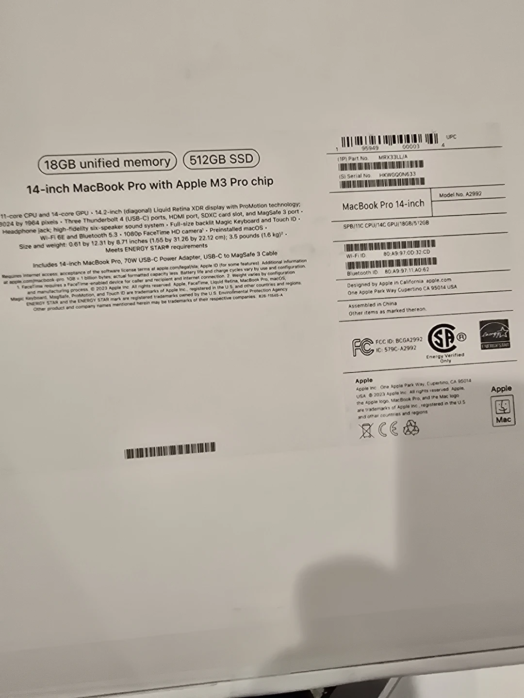 Apple MacBook Pro 14-inch (M3 Chip) 512GB SSD