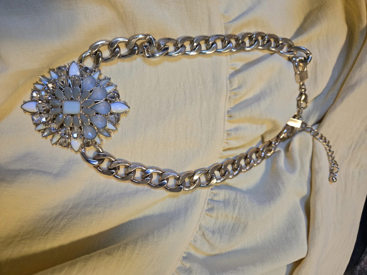 Statement Necklace with Rhinestones and Chain