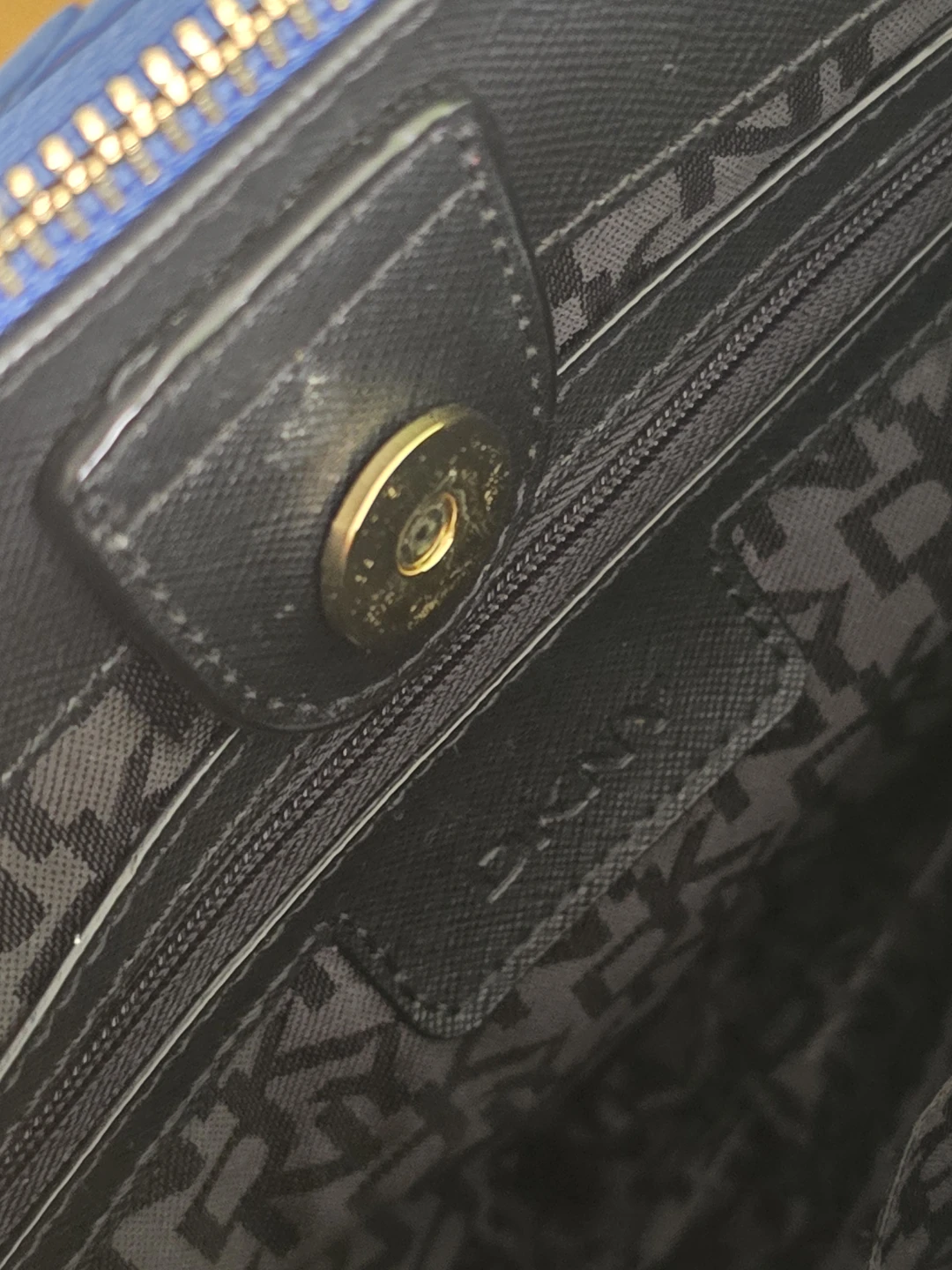 DKNY Blue Leather Satchel with Gold Hardware - photo 3