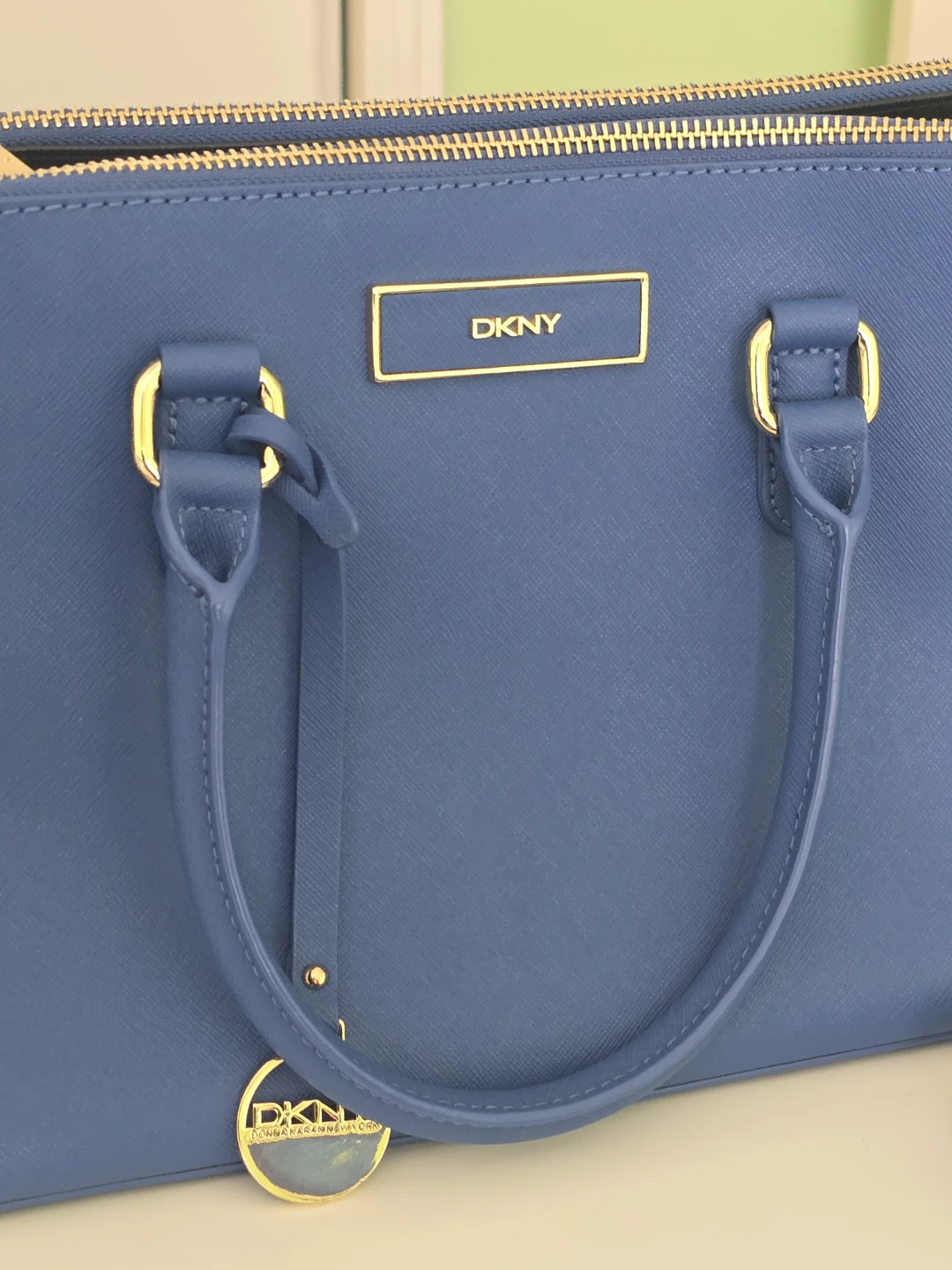 DKNY Blue Leather Satchel with Gold Hardware - photo 4