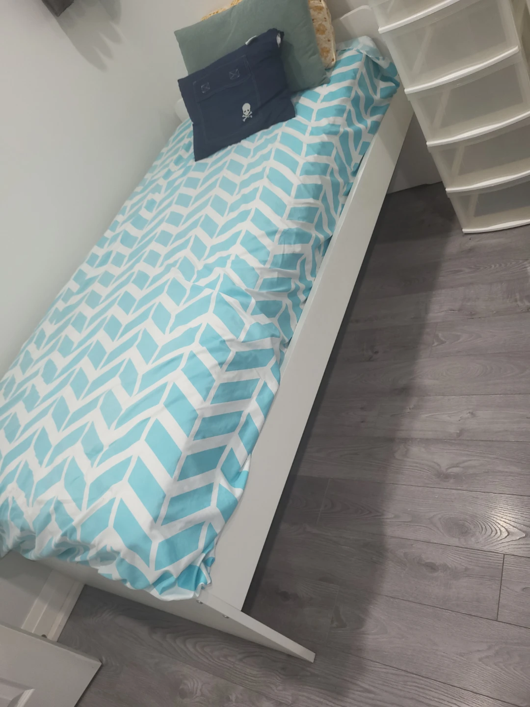 White Twin Bed Frame with Mattress