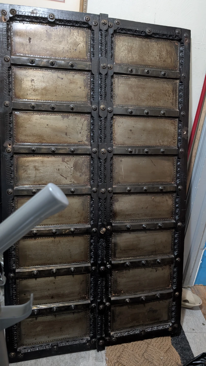 Antique Wooden and Metal Double Doors