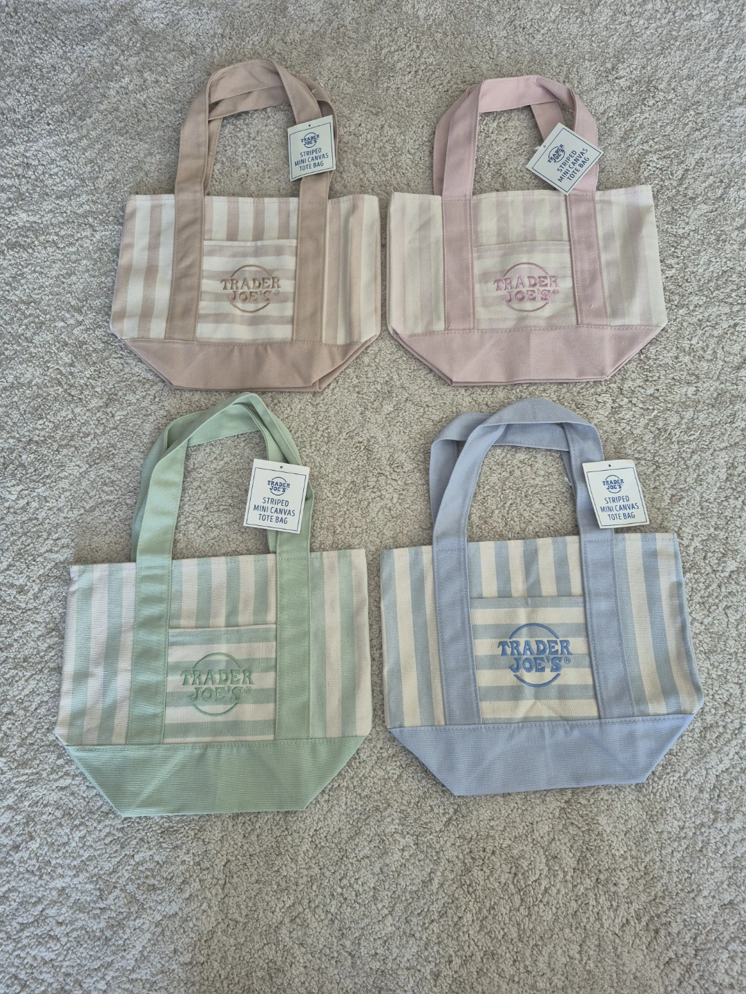 Trader Joe's Striped Mini Tote Bags $15 each/4 for $60