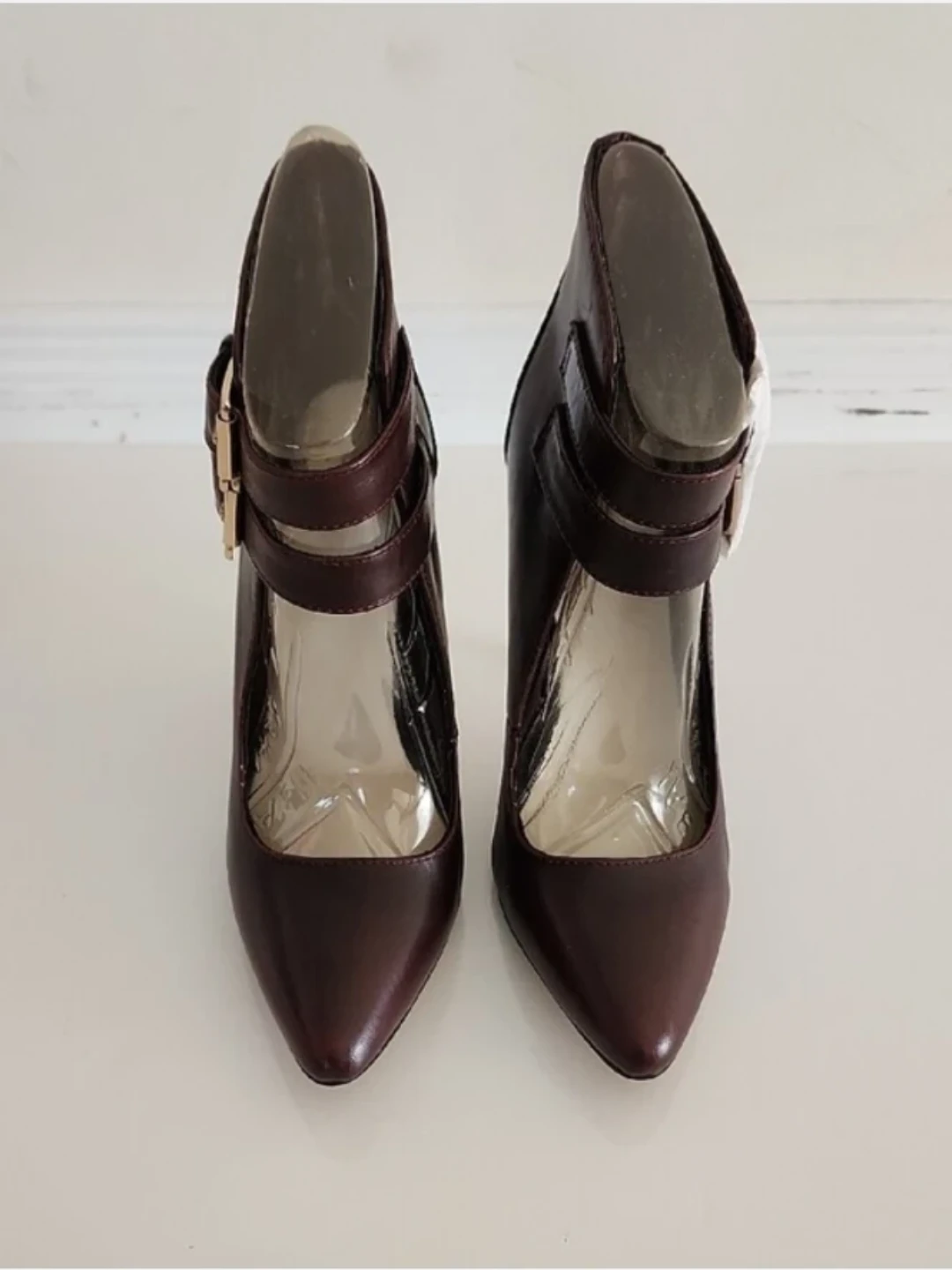 Aldo Double-Strap Pointed Toe Heels in Burgundy - photo 2