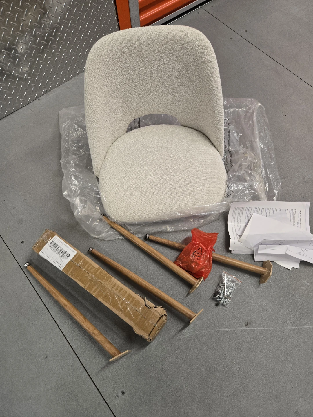 Brand New Cream Bouclé Modern Accent Chair (Unassembled)