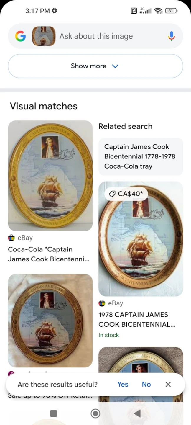 Coca-Cola Captain James Cook Bicentennial Tray 1978 - photo 2