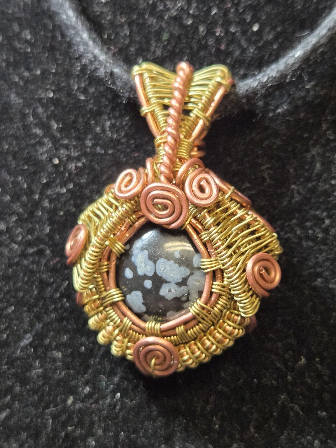 Snowflake Obsidian Pendant (Copper and Brass)