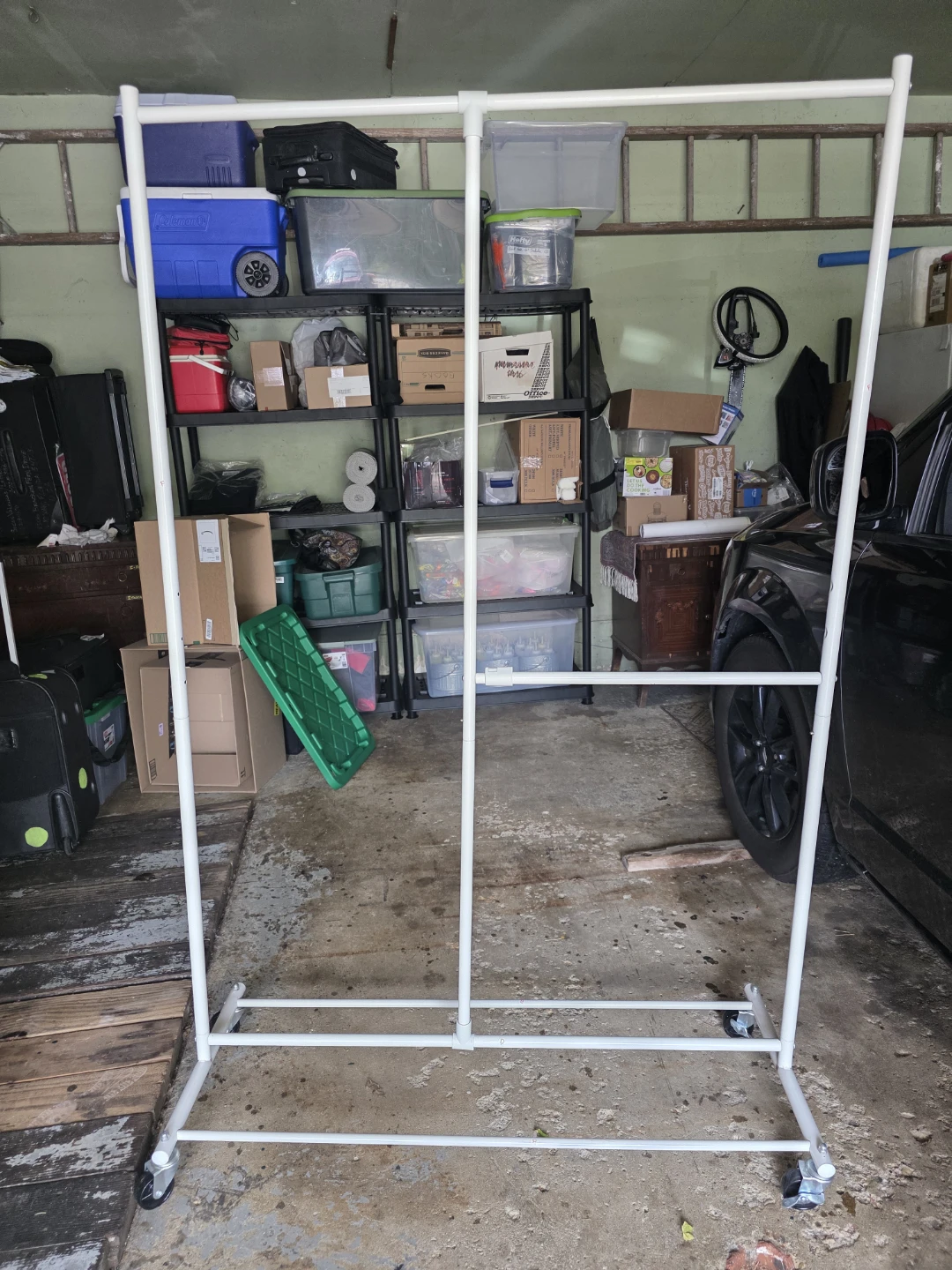 White Metal Rolling Garment Rack