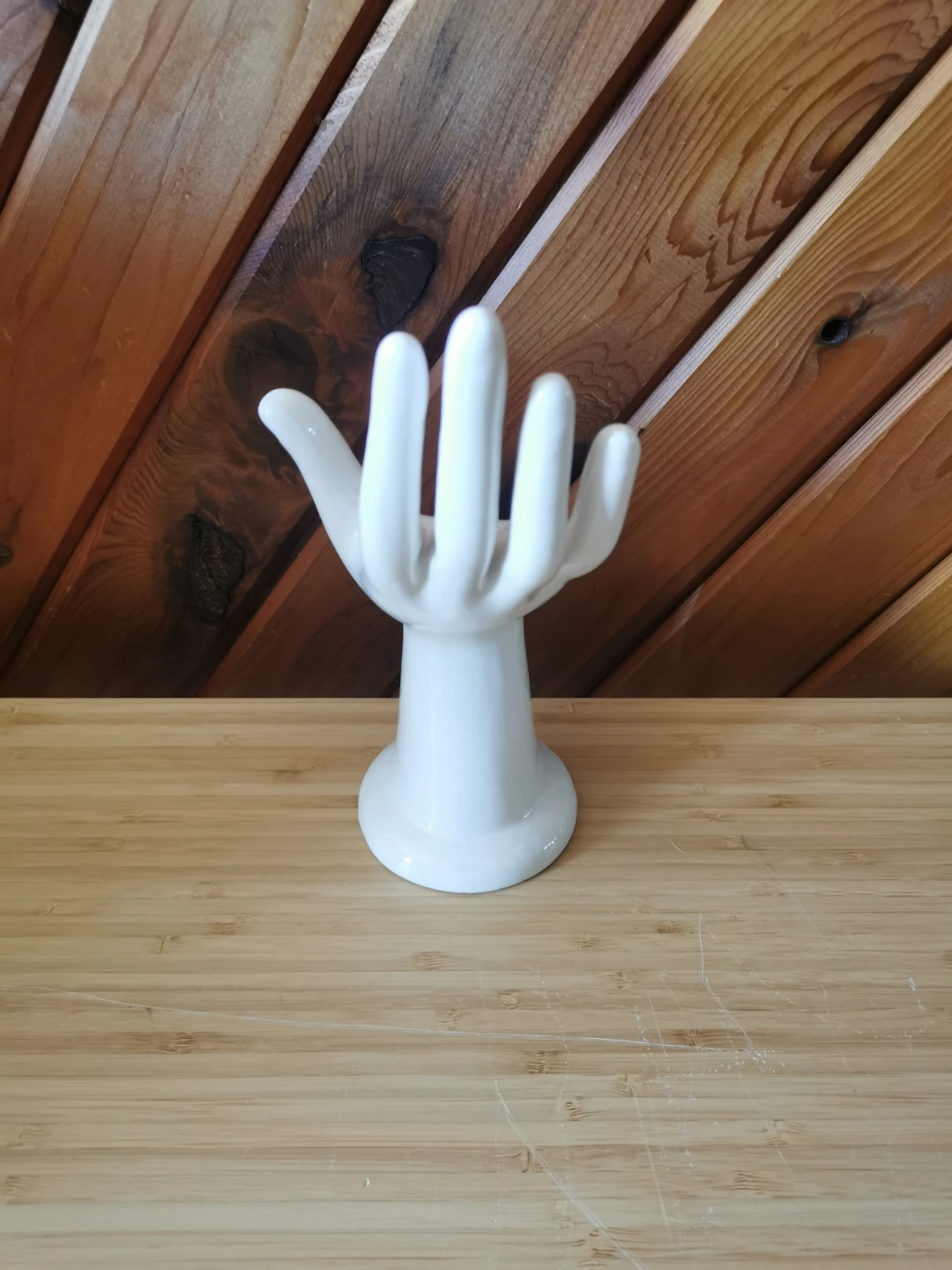 Vintage White Ceramic Hand Vase Sculpture Decor - photo 3