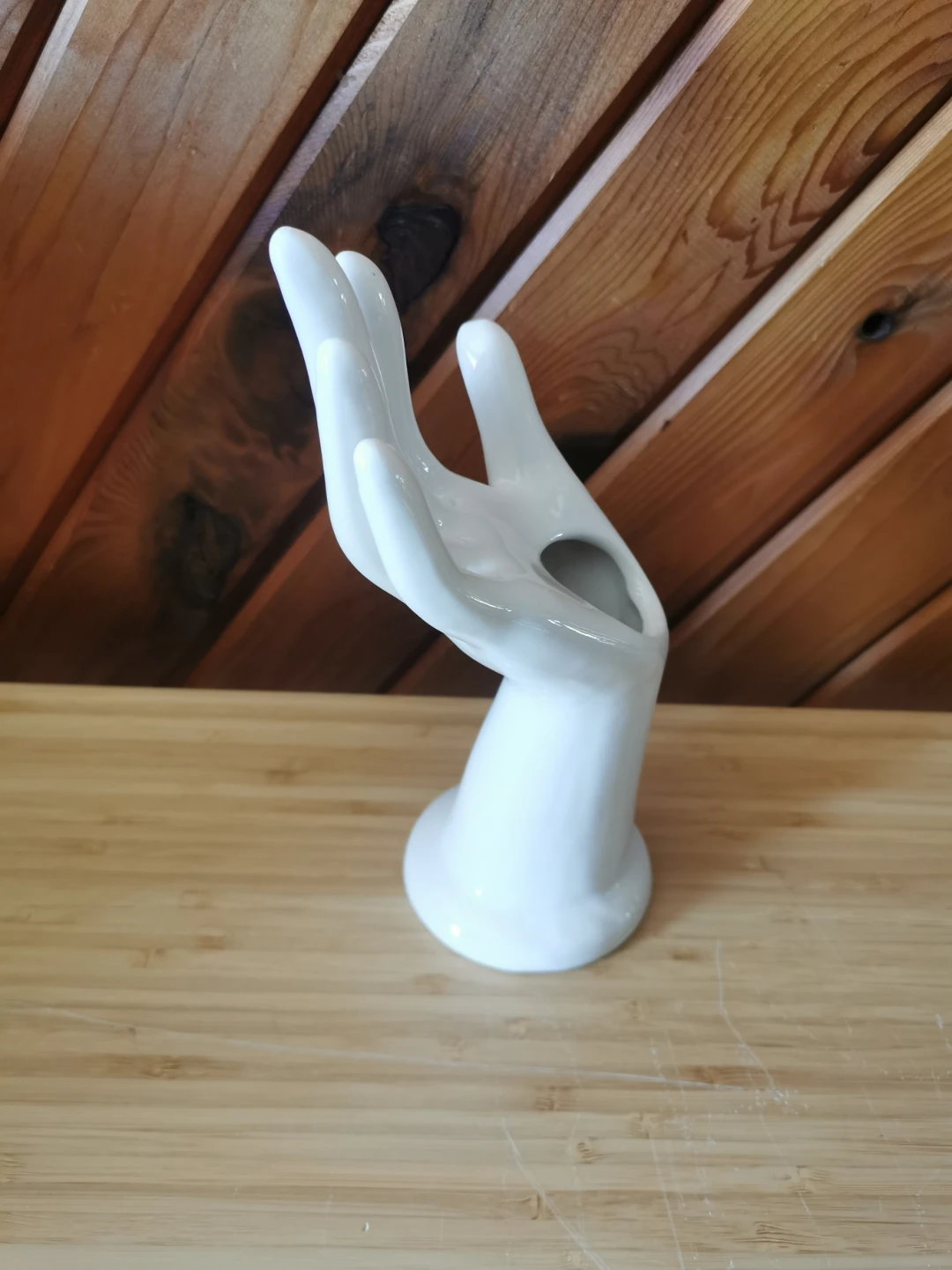Vintage White Ceramic Hand Vase Sculpture Decor - photo 4
