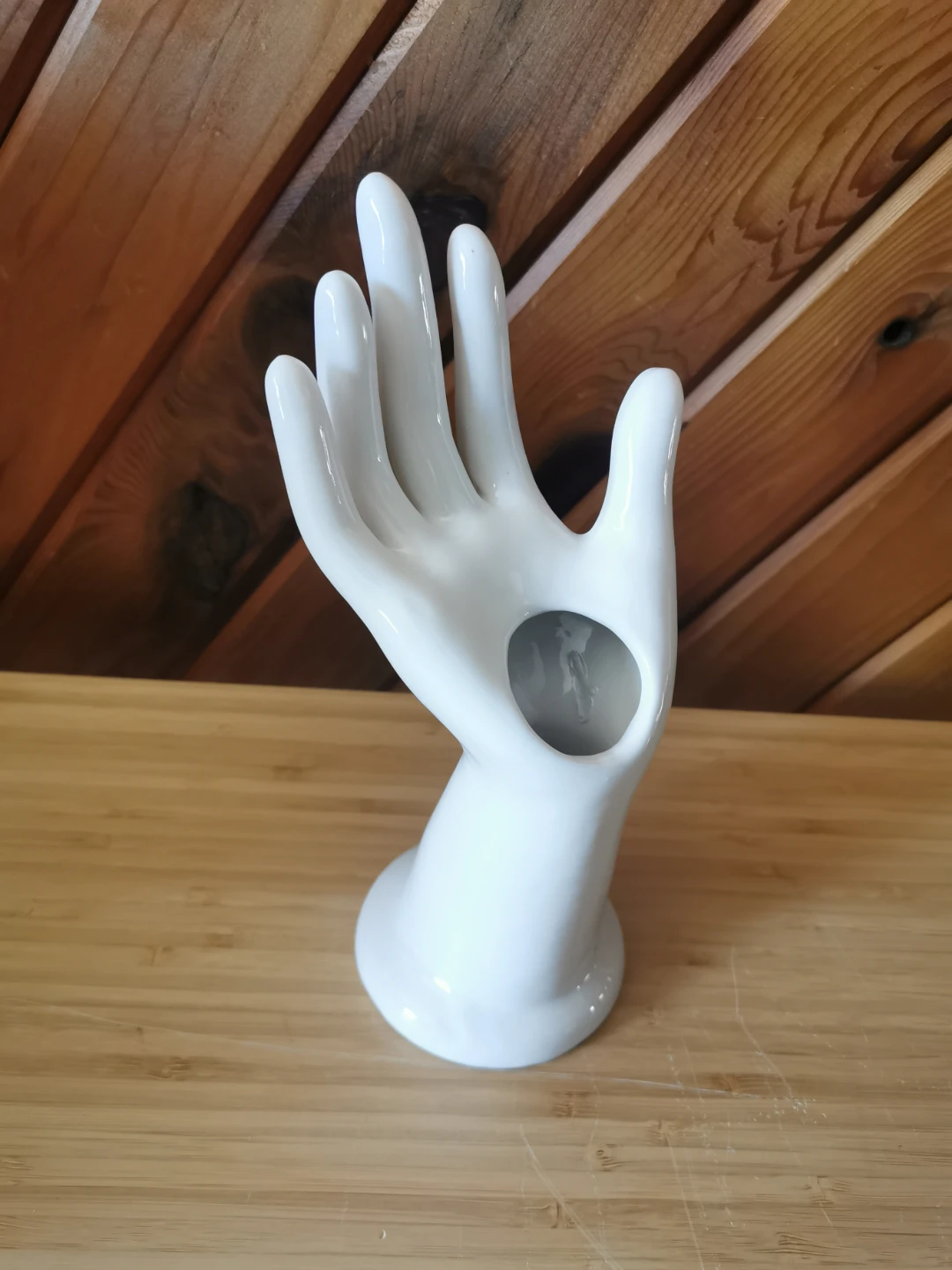 Vintage White Ceramic Hand Vase Sculpture Decor - photo 5