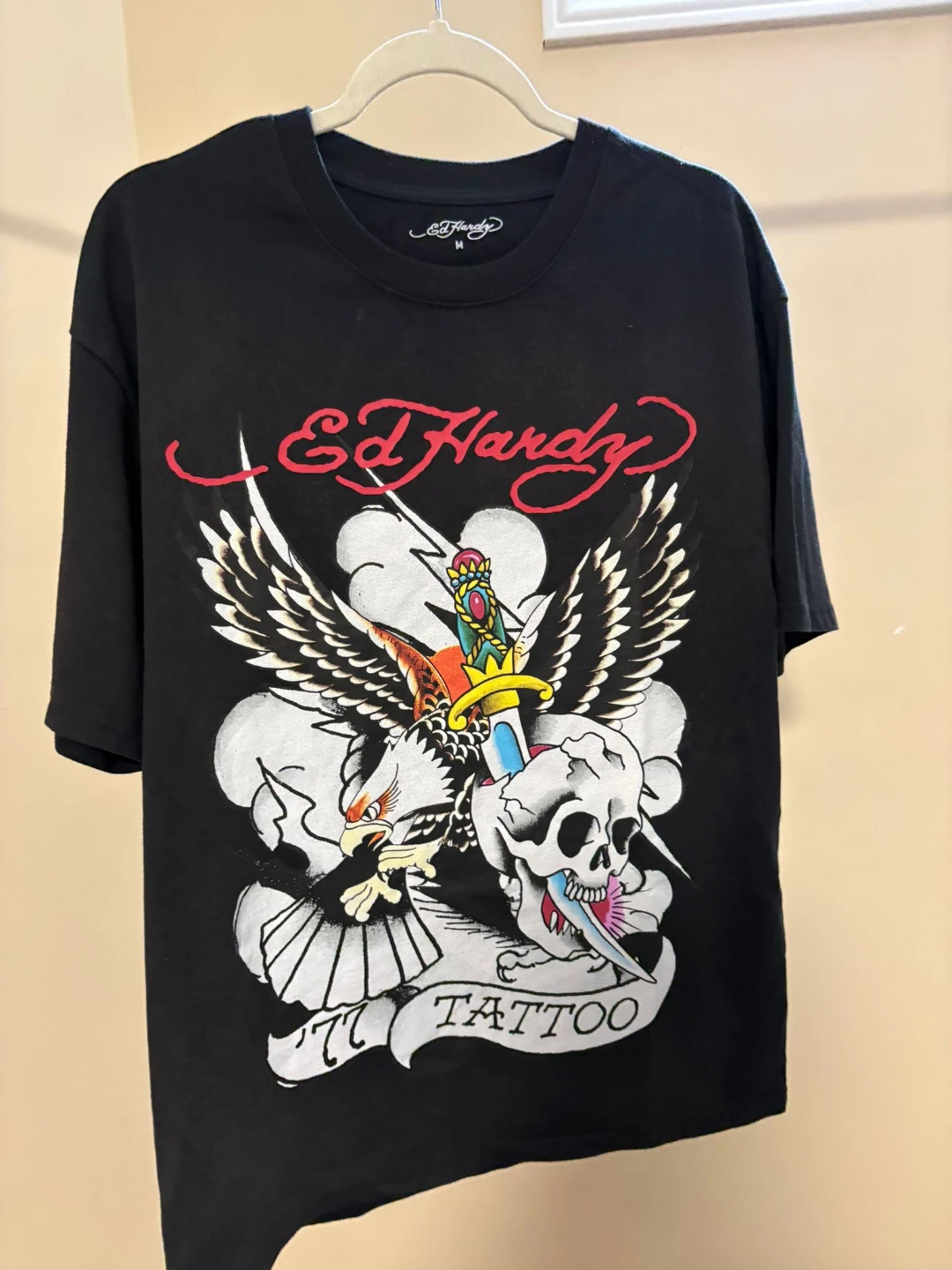 Ed Hardy Black Tattoo Eagle Skull Graphic T-Shirt