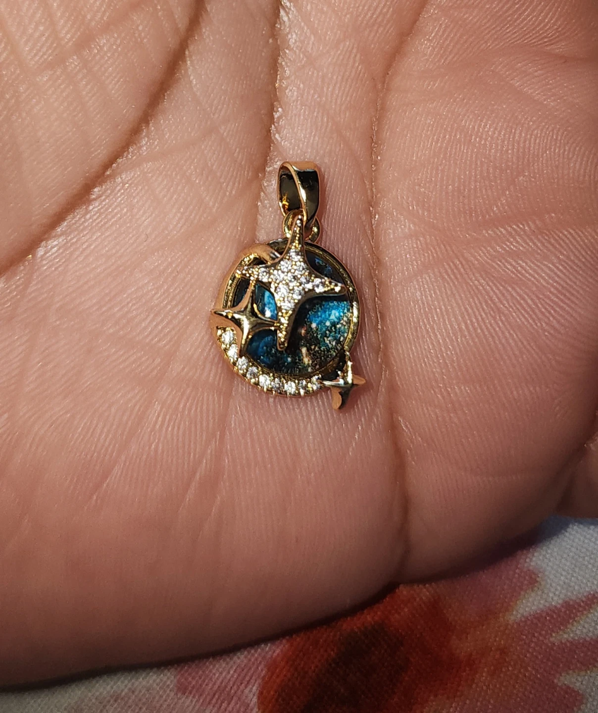 Gold platted Celestial Pendant with Blue Enamel and Crystals - photo 2