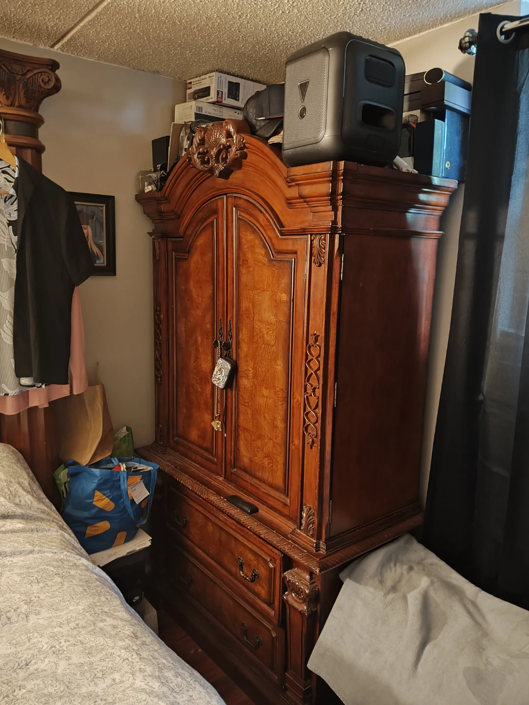 Ornate Wooden Canopy Bed Frame