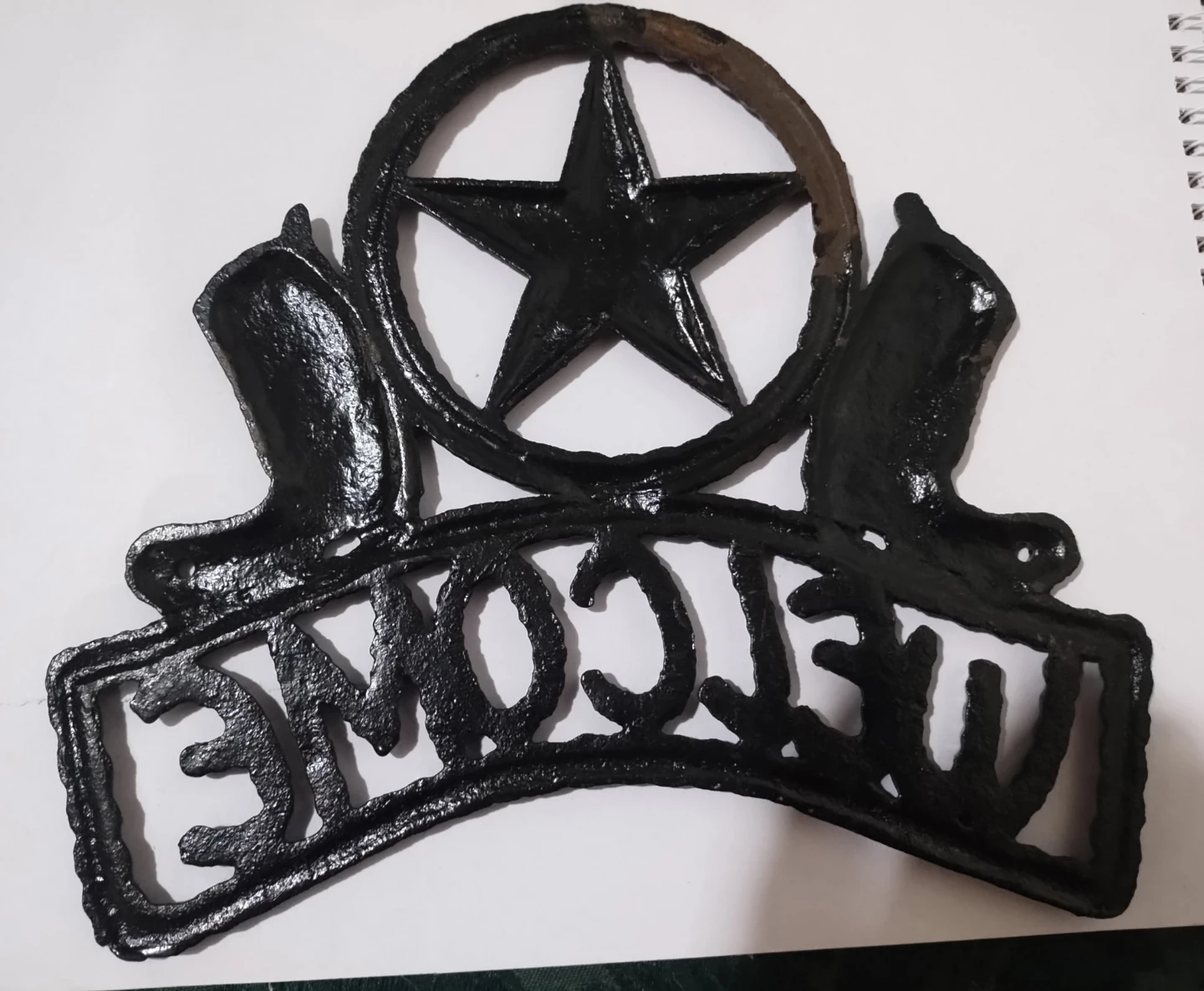 Cast Iron Western Welcome Sign with Boots and Star - photo 2