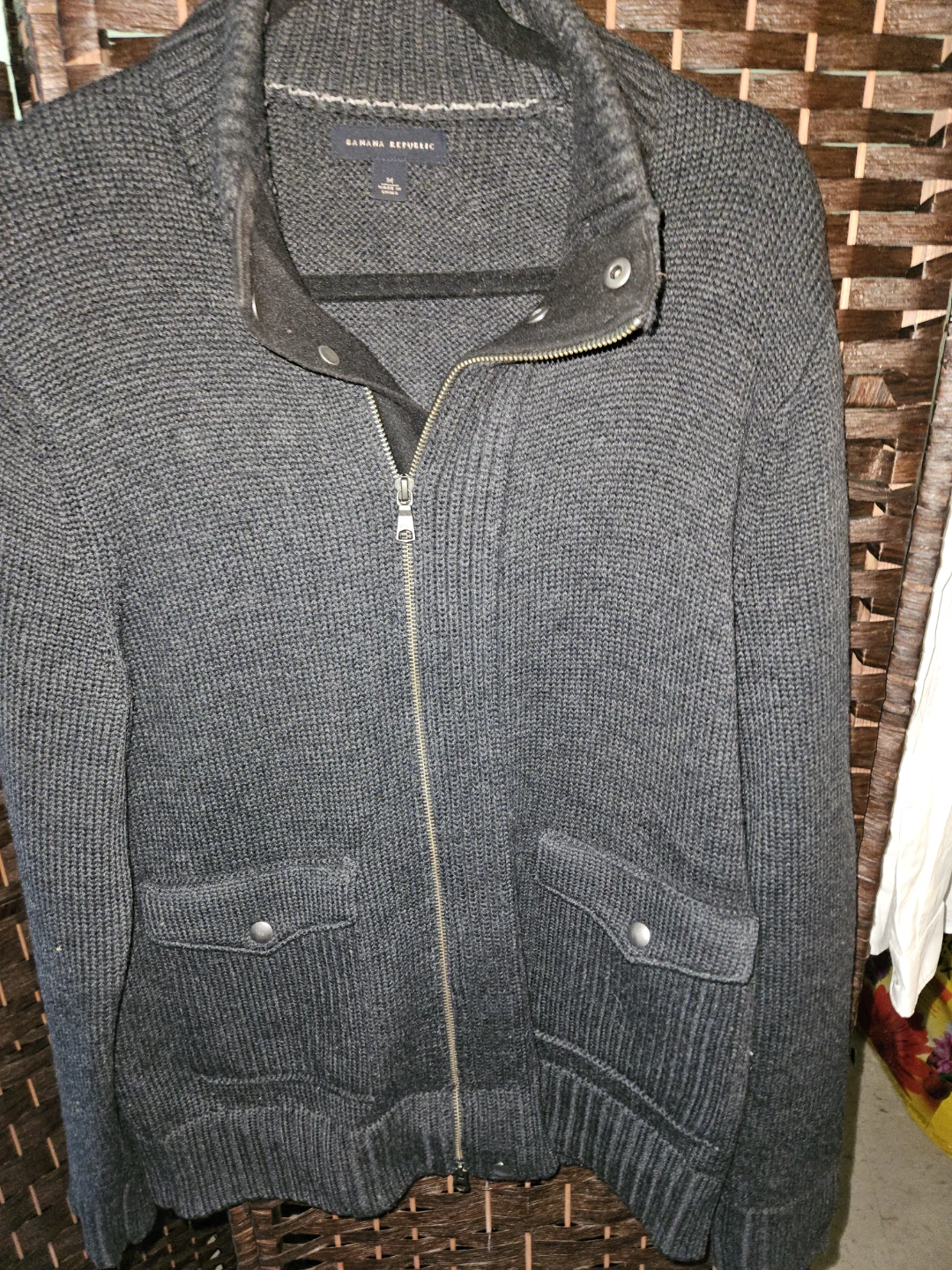 Banana Republic Men's Grey Full Zip Knit Sweater Jacket Size M