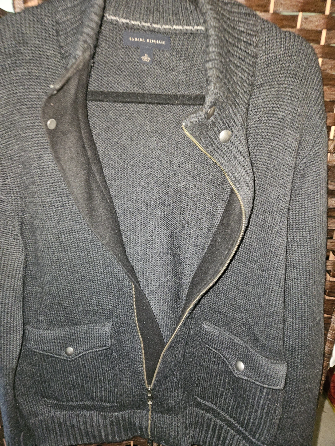 Banana Republic Men's Grey Full Zip Knit Sweater Jacket Size M - photo 2