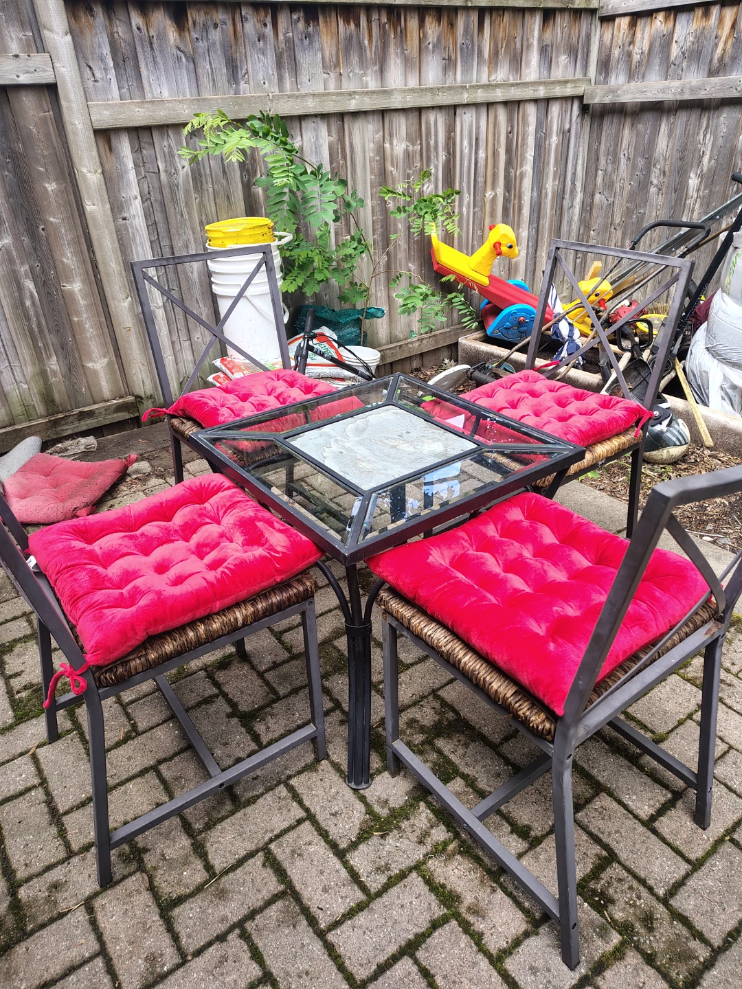 Patio Set with 4 Chairs and Glass Top Table - photo 4
