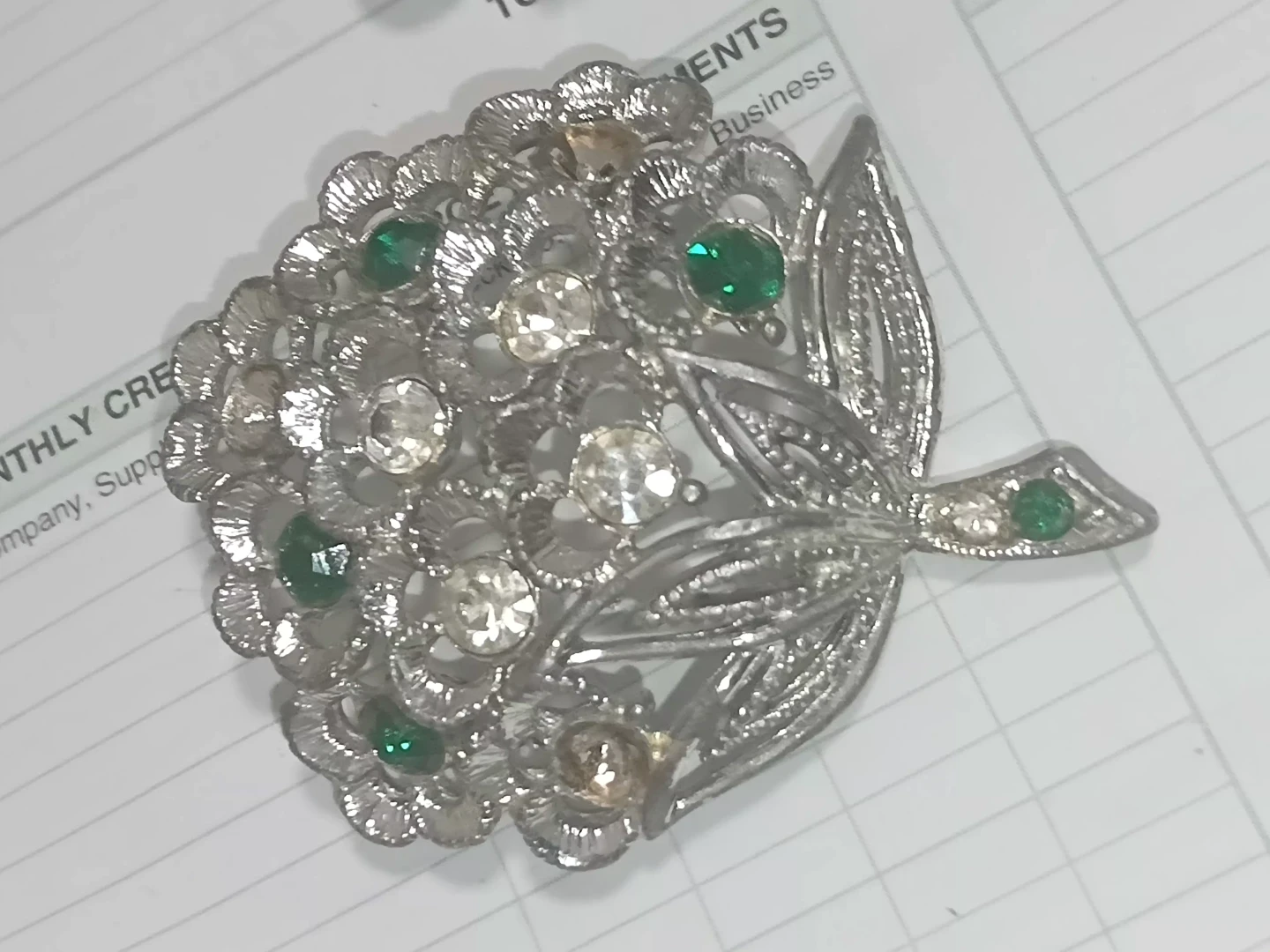 Pearl and Rhinestone Brooch