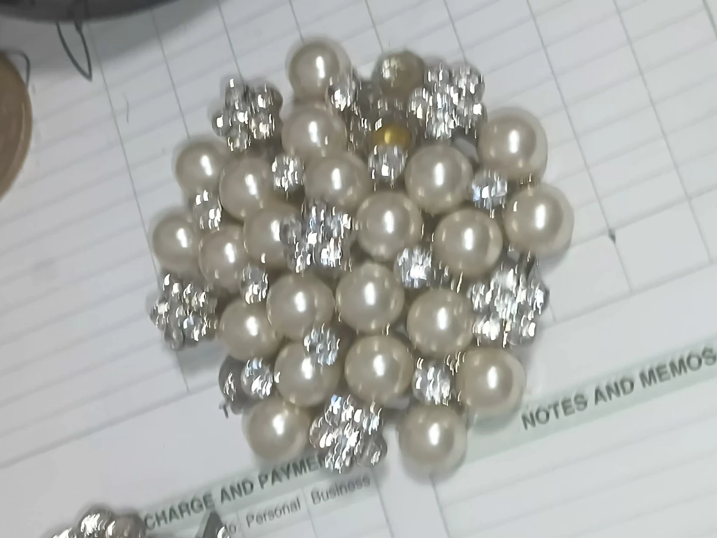 Pearl and Rhinestone Brooch - photo 2