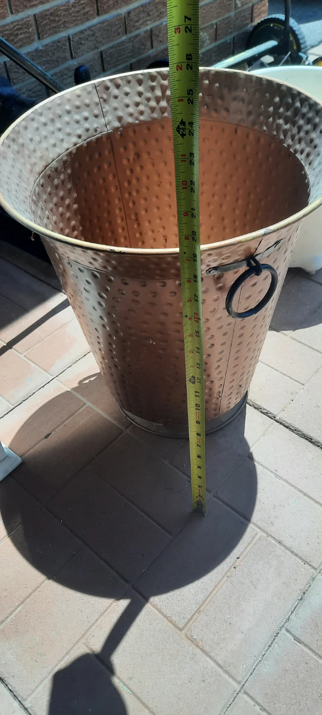Hammered Copper-Tone Metal Planter Pot - photo 2