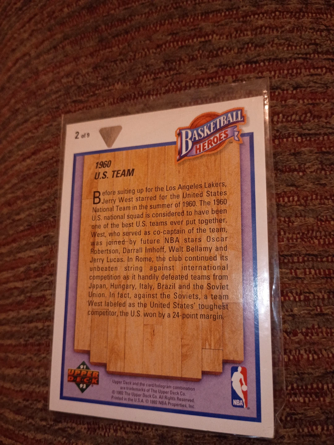 1992 Upper Deck Jerry West Basketball Card - photo 3