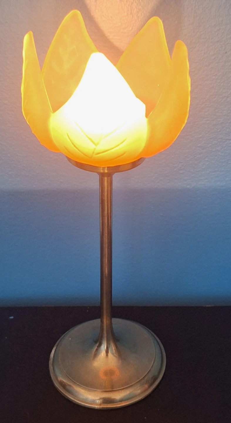 Vintage Brass and Frosted Glass Candle holder - photo 4