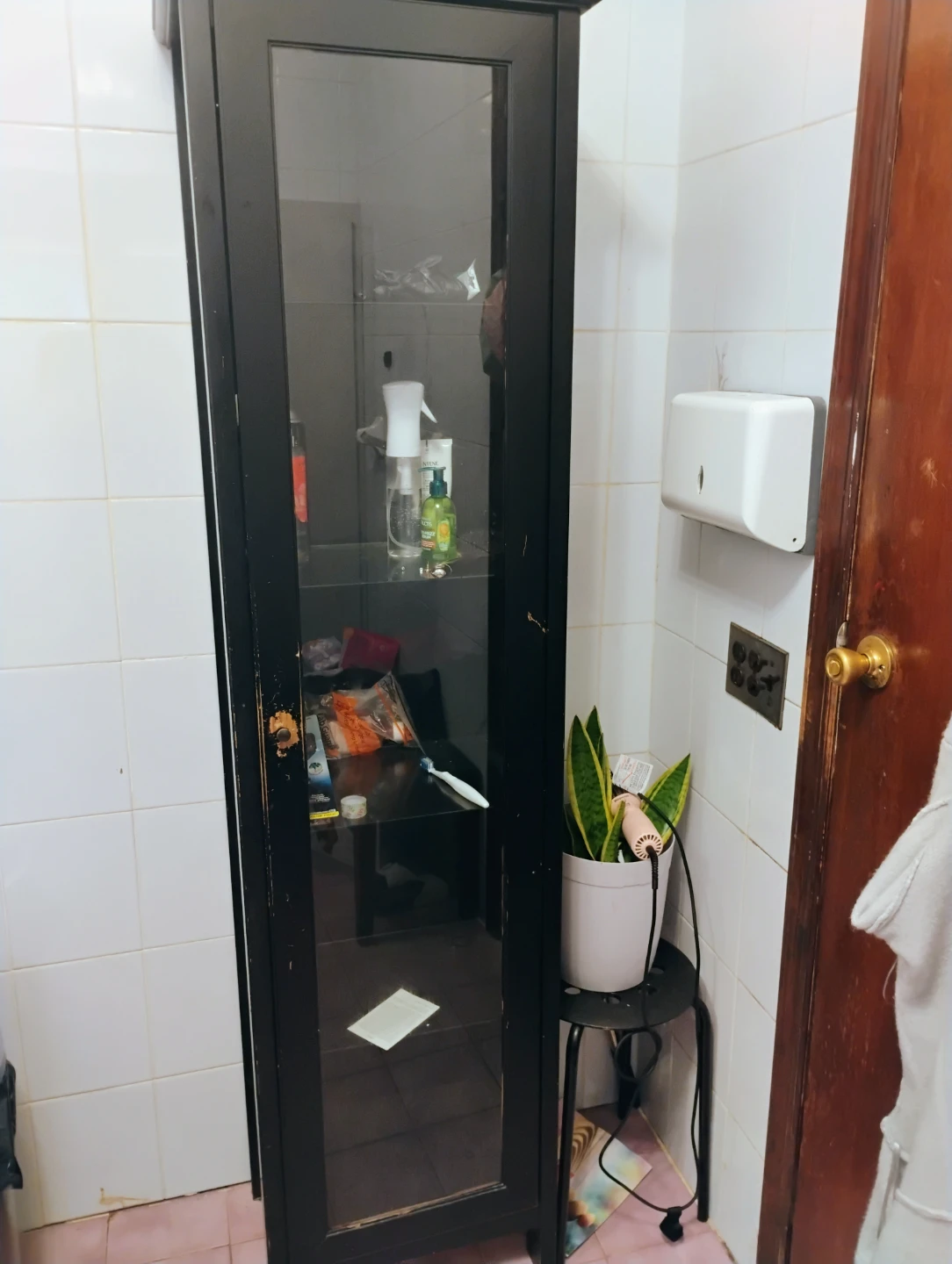 Tall Black Display Cabinet with Glass Door - photo 3