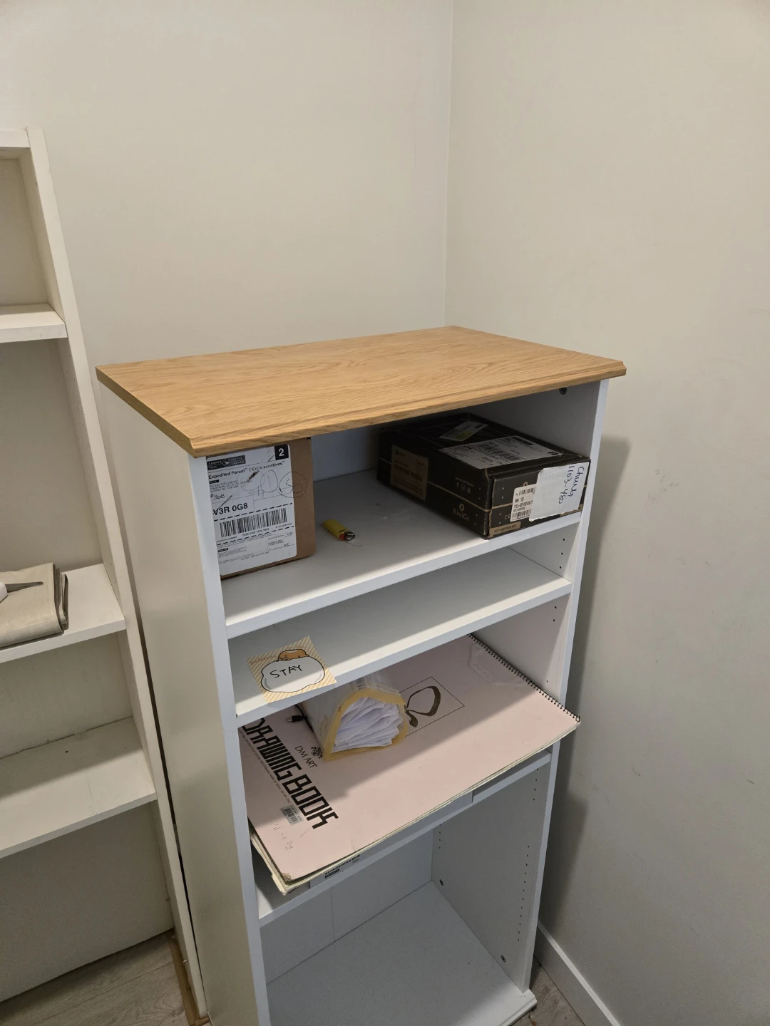 IKEA SKRUVBY Bookcase - White/Oak Effect