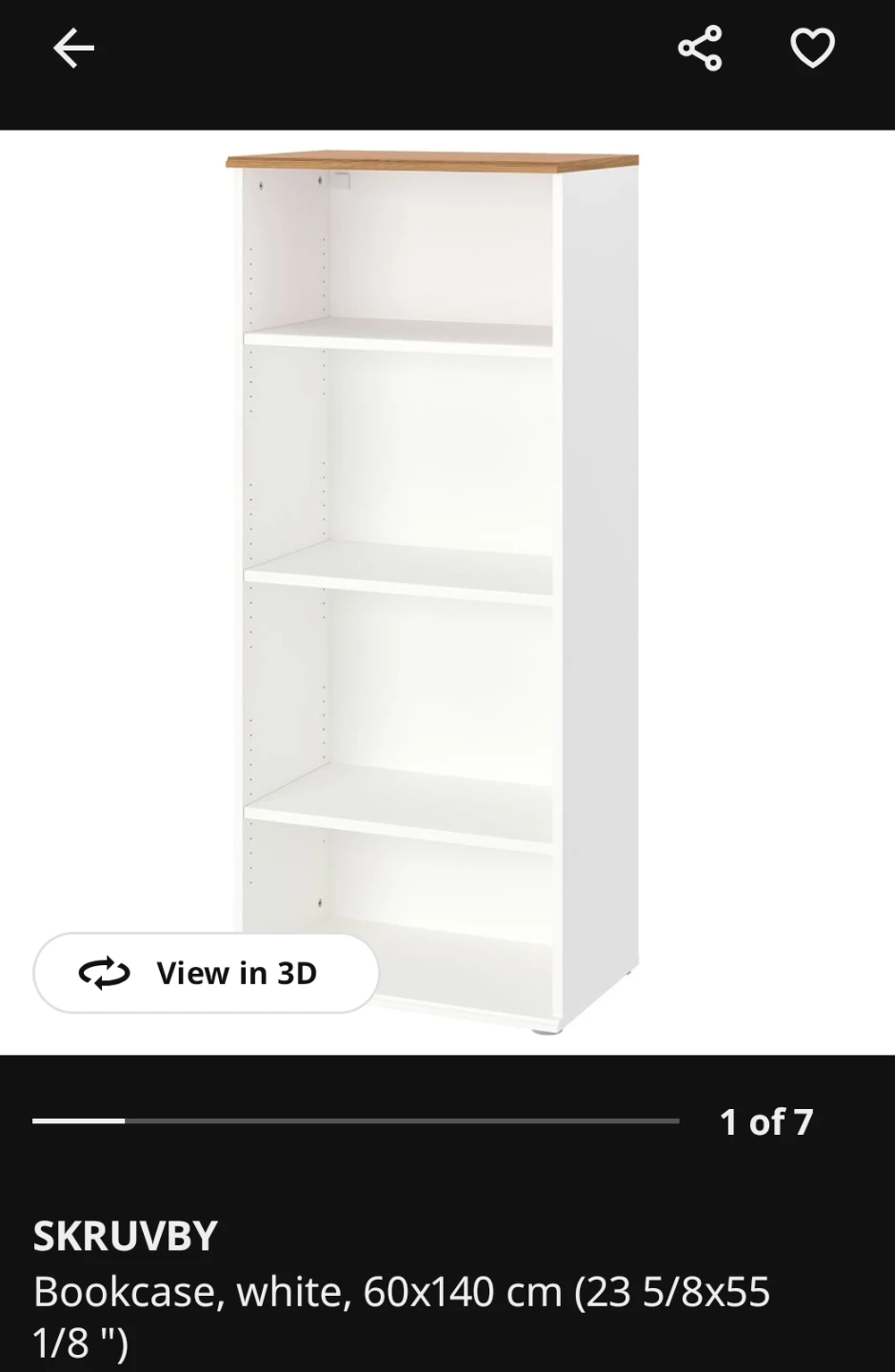 IKEA SKRUVBY Bookcase - White/Oak Effect - photo 3