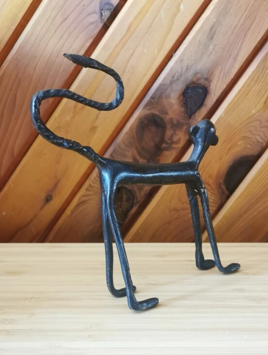 Vintage Brutalist Cast Iron Monkey Sculpture Mid Century Modern - photo 3