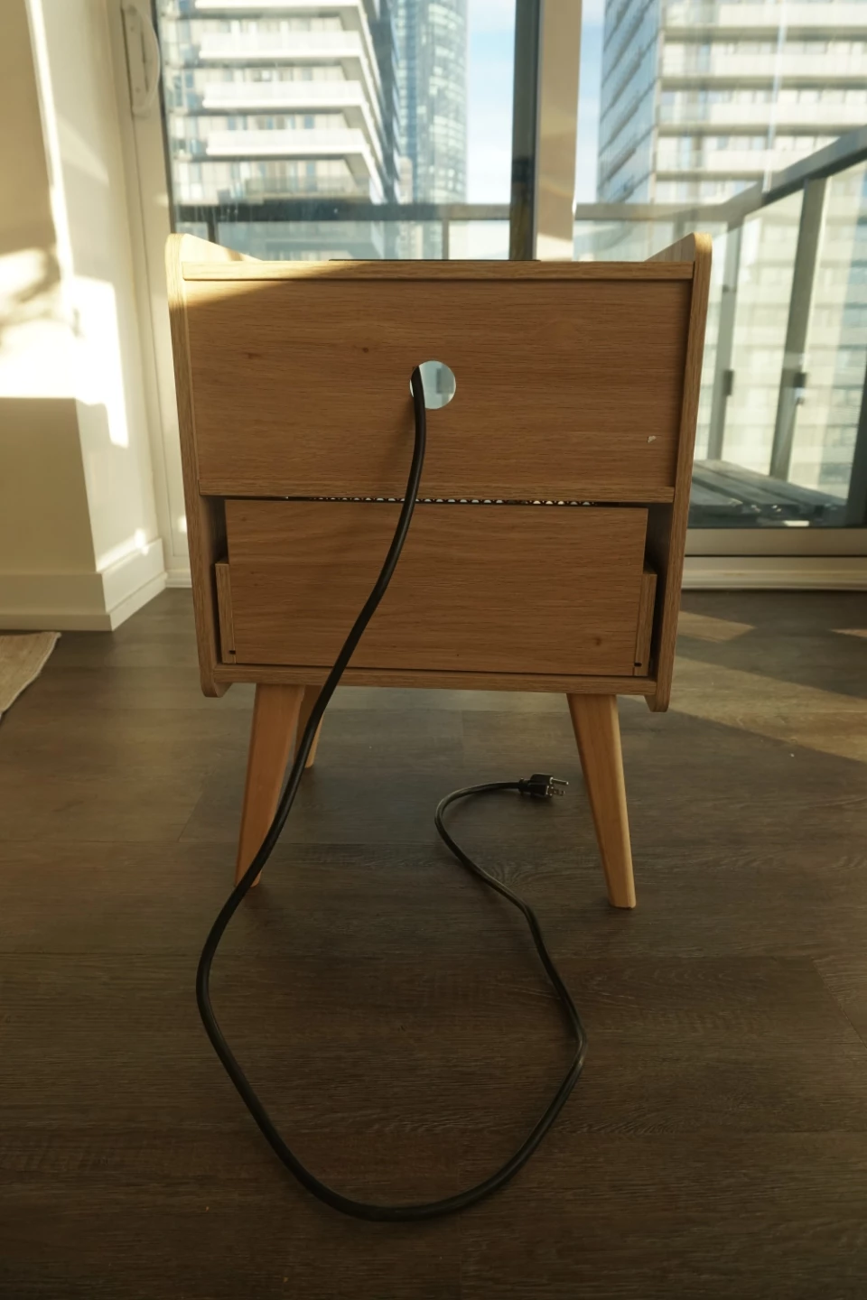 Wooden Bedside Table with Built-in Outlet - photo 4