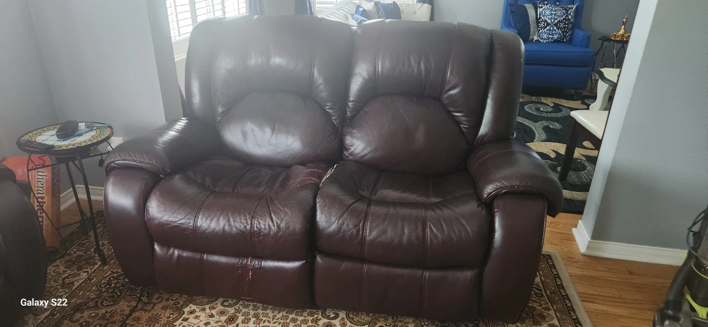 Brown Leather Reclining Sofa and Loveseat - photo 2
