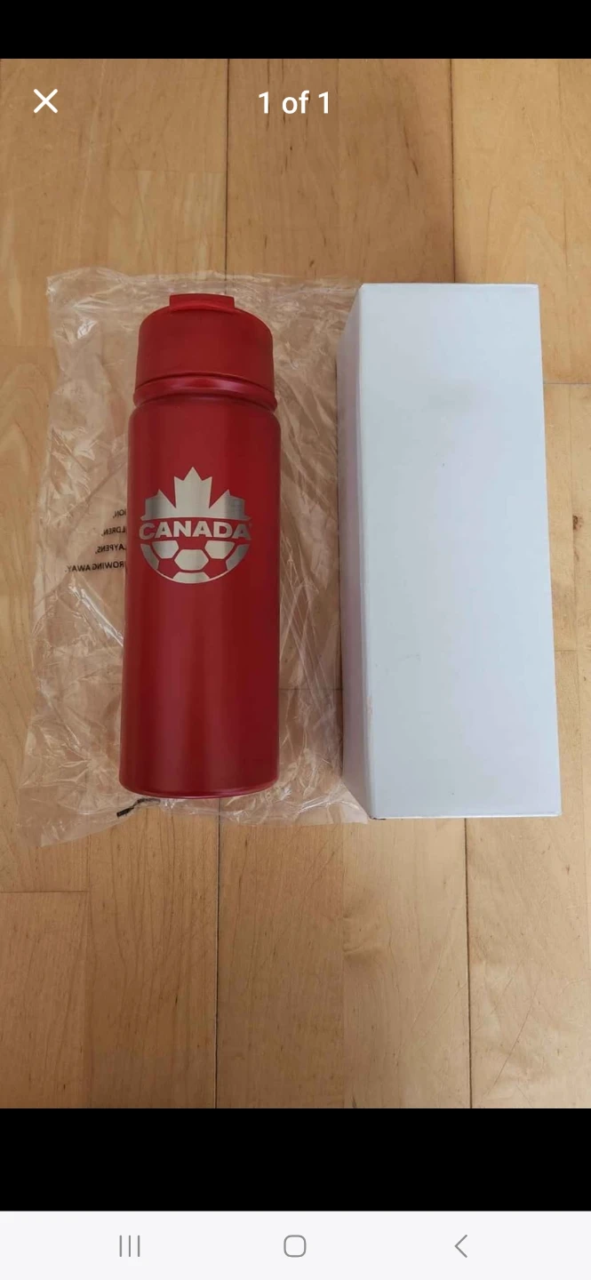 Canada Soccer Red Stainless Steel Insulated Water Bottle