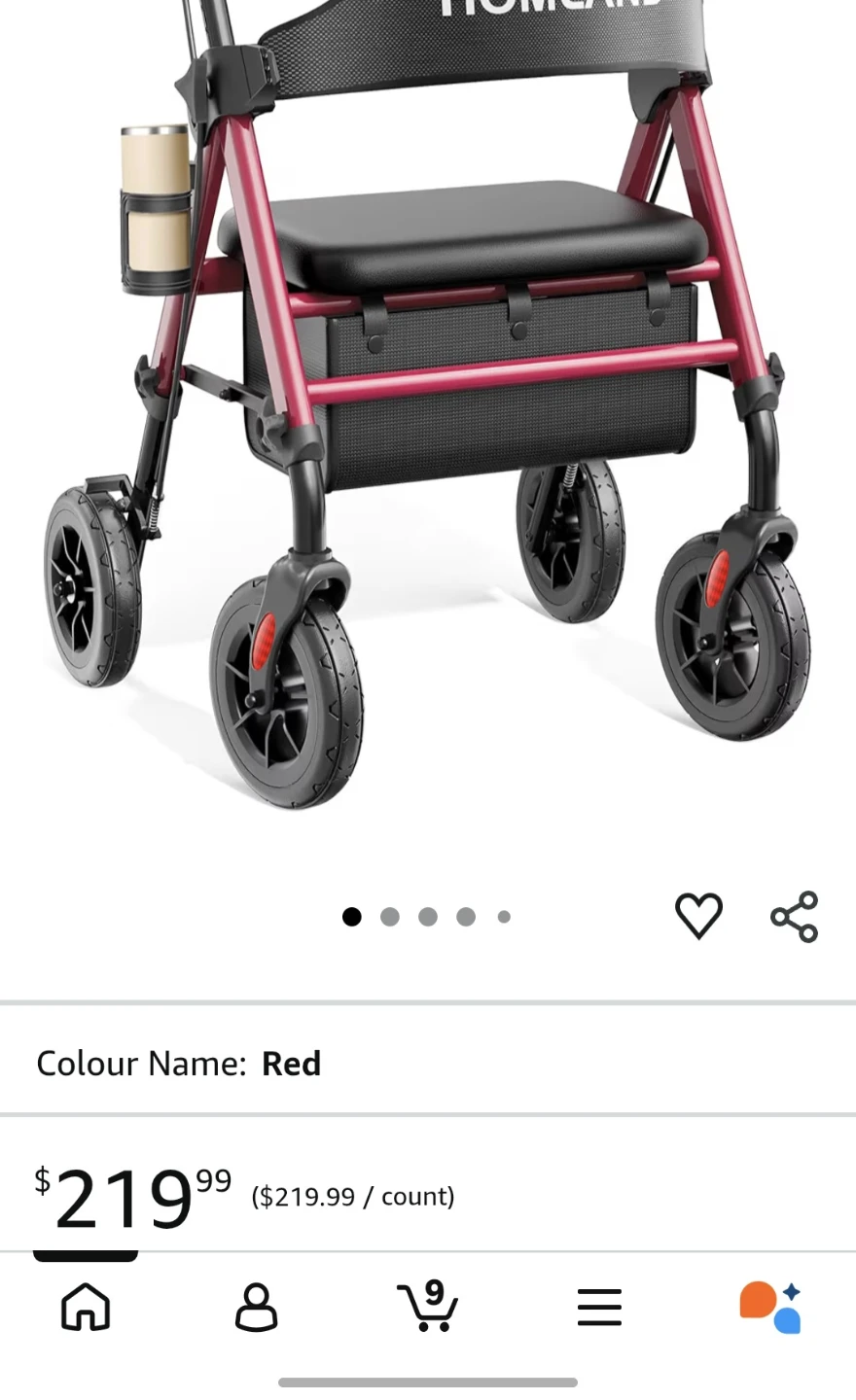 HOMELAND Red Walker with Seat and Basket