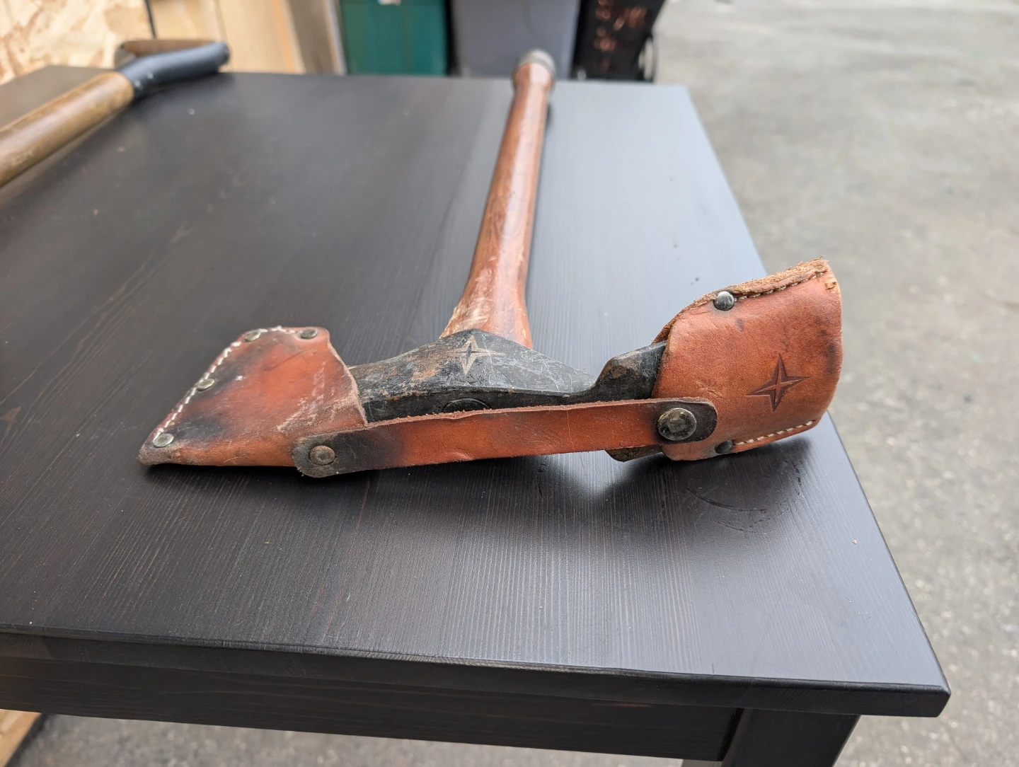 Vintage Axe with Leather Sheath and Spade