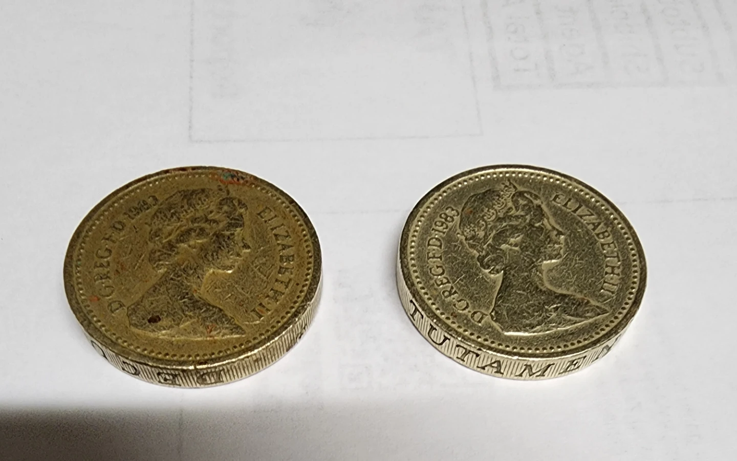 2 British One Pound Coins