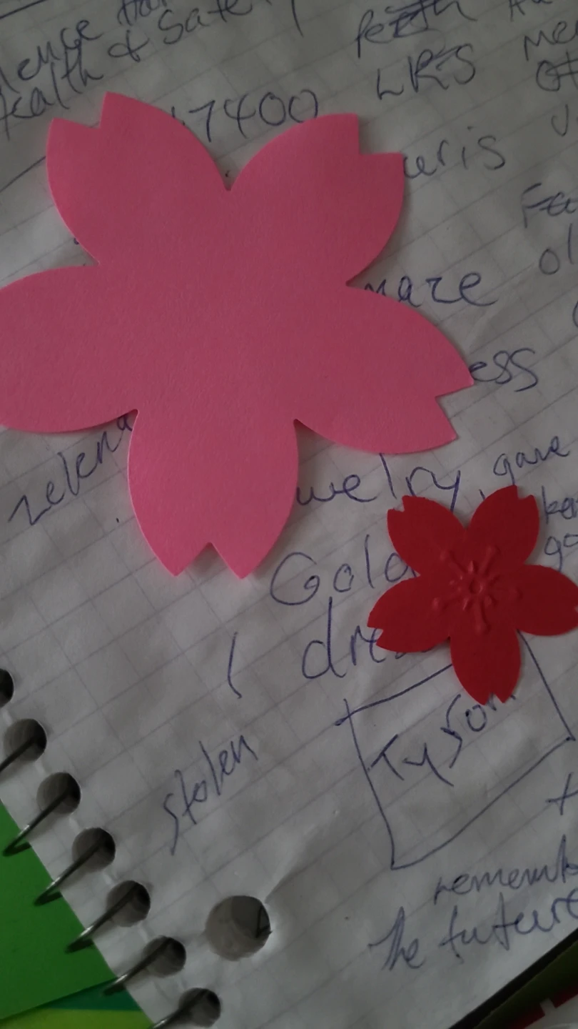 Pink and Red Cherry Blossom Paper Cutouts