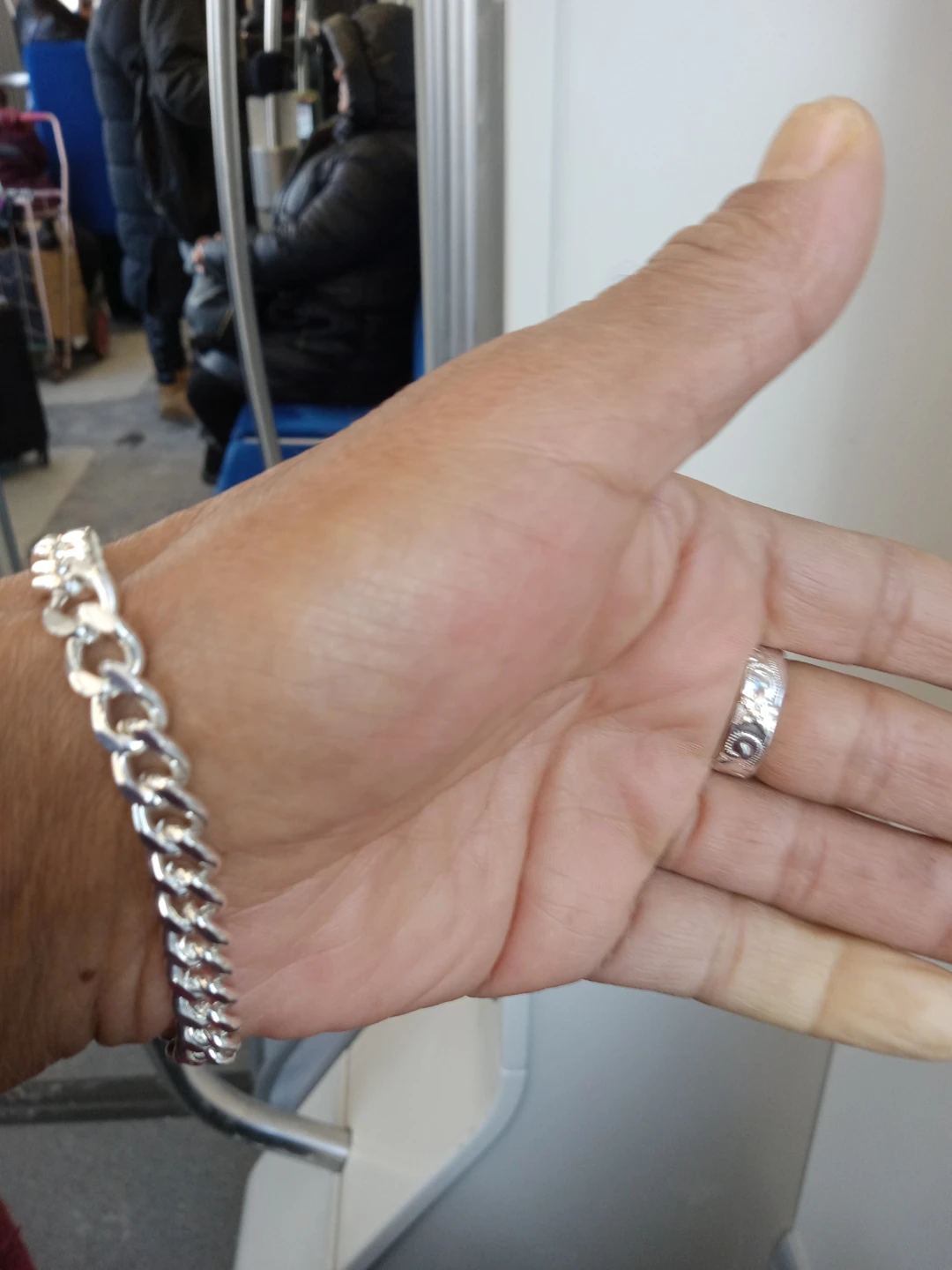 Silver Chain Bracelet and Engraved Ring Set - photo 3