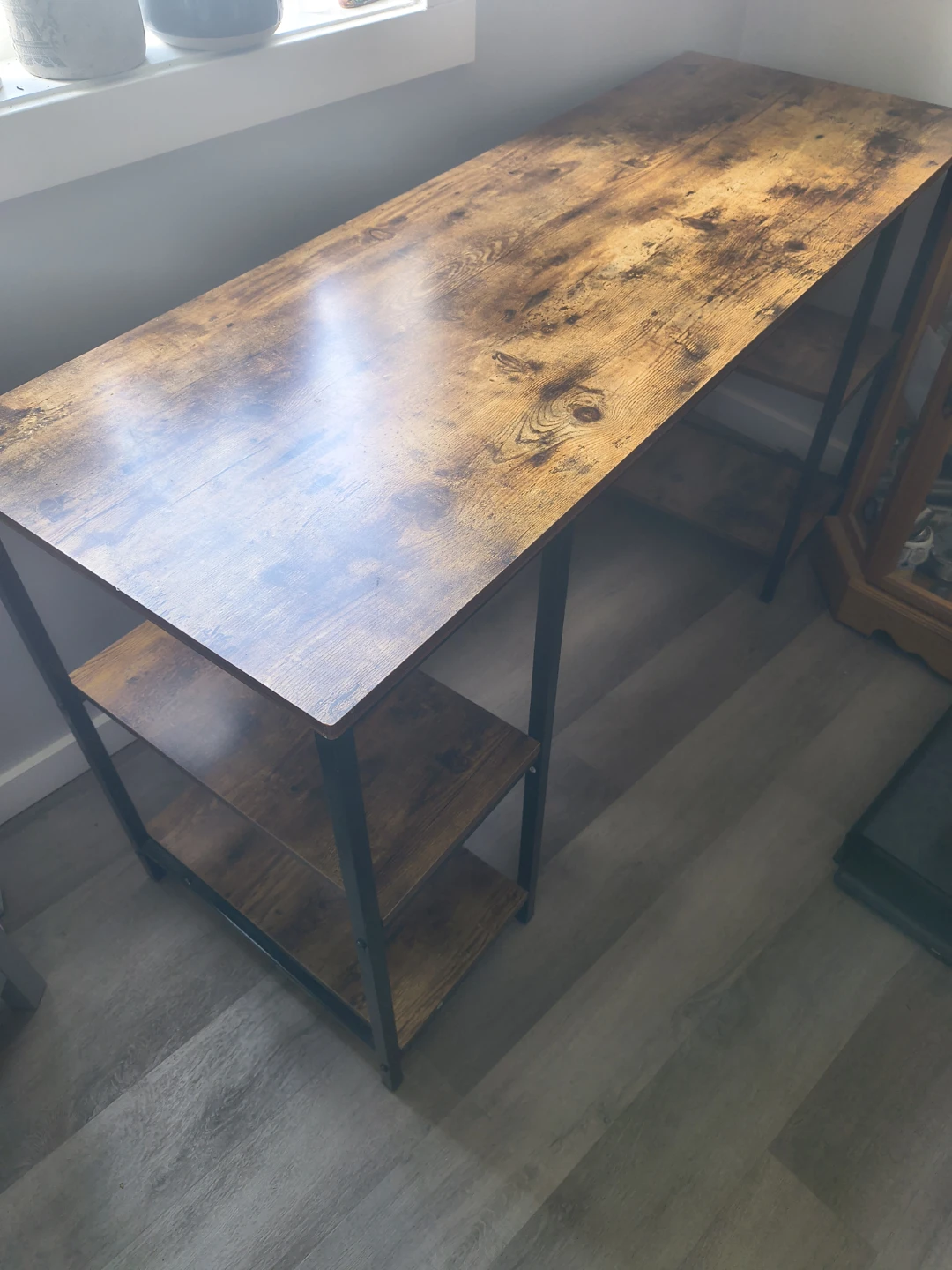 Rustic Wood and Metal Desk with Shelves - photo 2