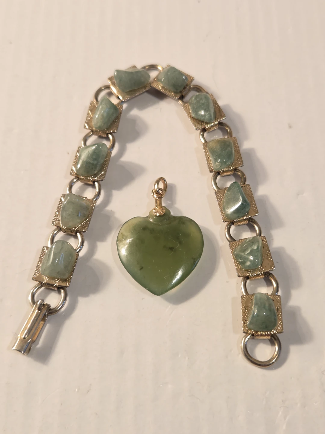 Jade Heart Pendant and Bracelet Set - photo 2