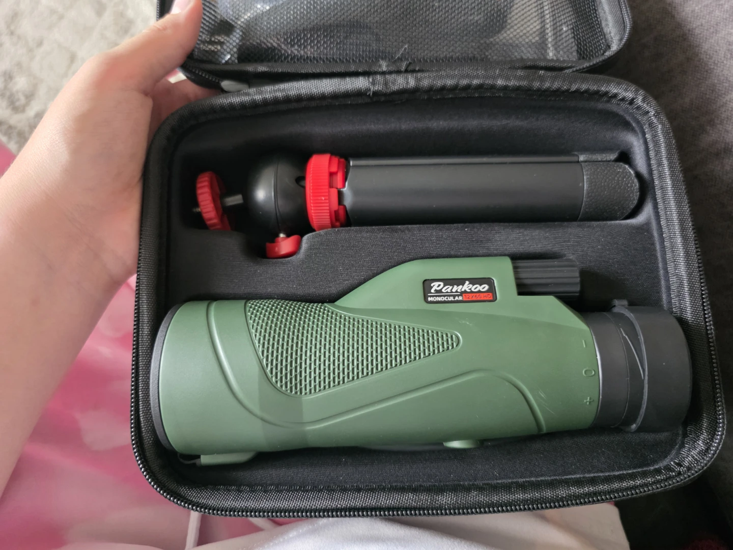 Pankoo 12x60 Monocular with Tripod and Case
