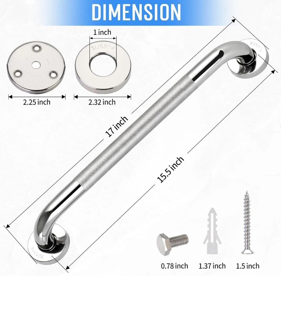 Stainless Steel Grab Bar - 17 inch