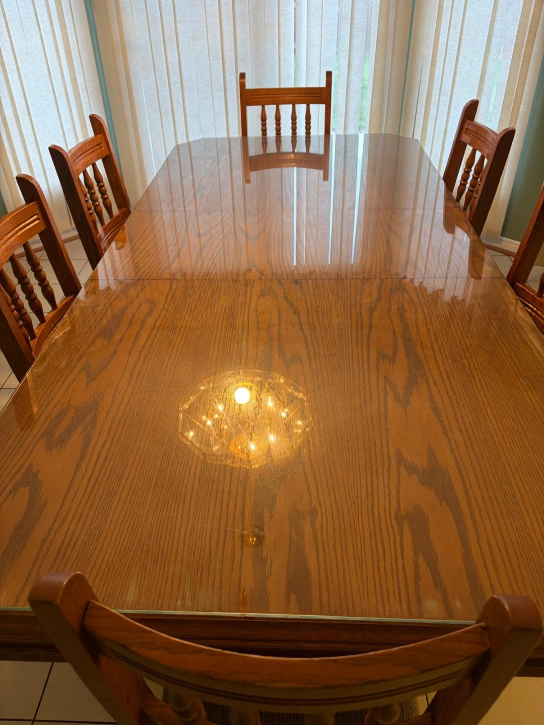 Solid Oak Dining Table with Glass Top - photo 3
