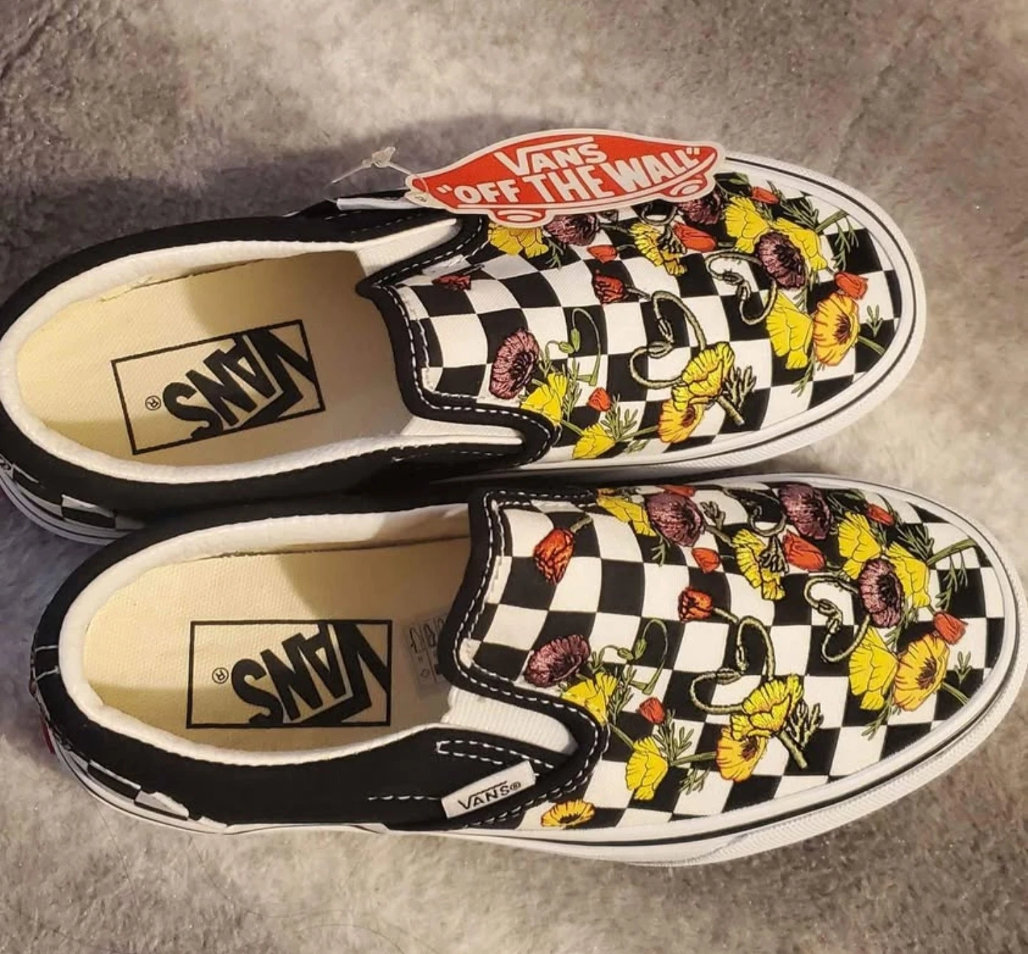 Vans Classic Slip-On Platform Poppy Checkerboard Shoes